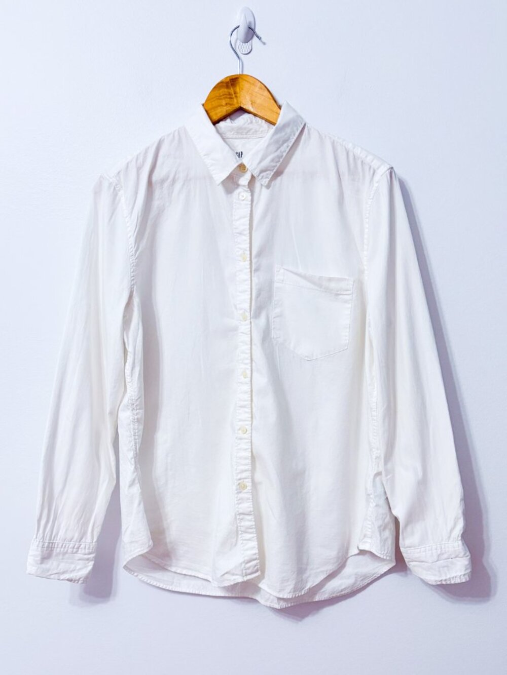 GAP White Cotton Boyfriend Fit Button Down Long Sleeve Shirt Large